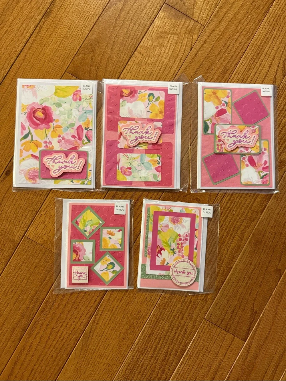 🌸 Handmade Floral Thank You Cards – Blank Inside – One-of-a-Kind Greeting Card